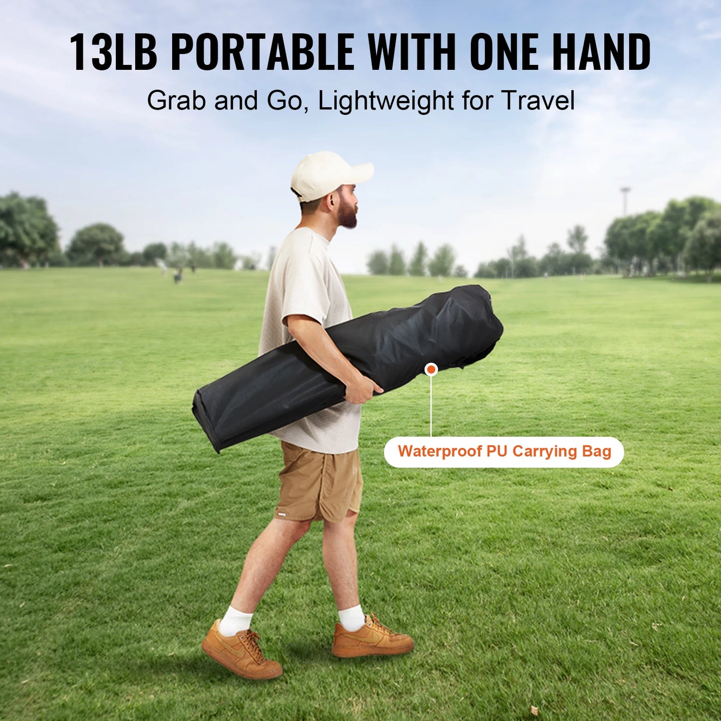 VEVOR Camping Folding Chair for Adults Portable Outdoor Lumbar Back Padded Arm Chairs for Beach Lawn Picnic Fishing Backpacking