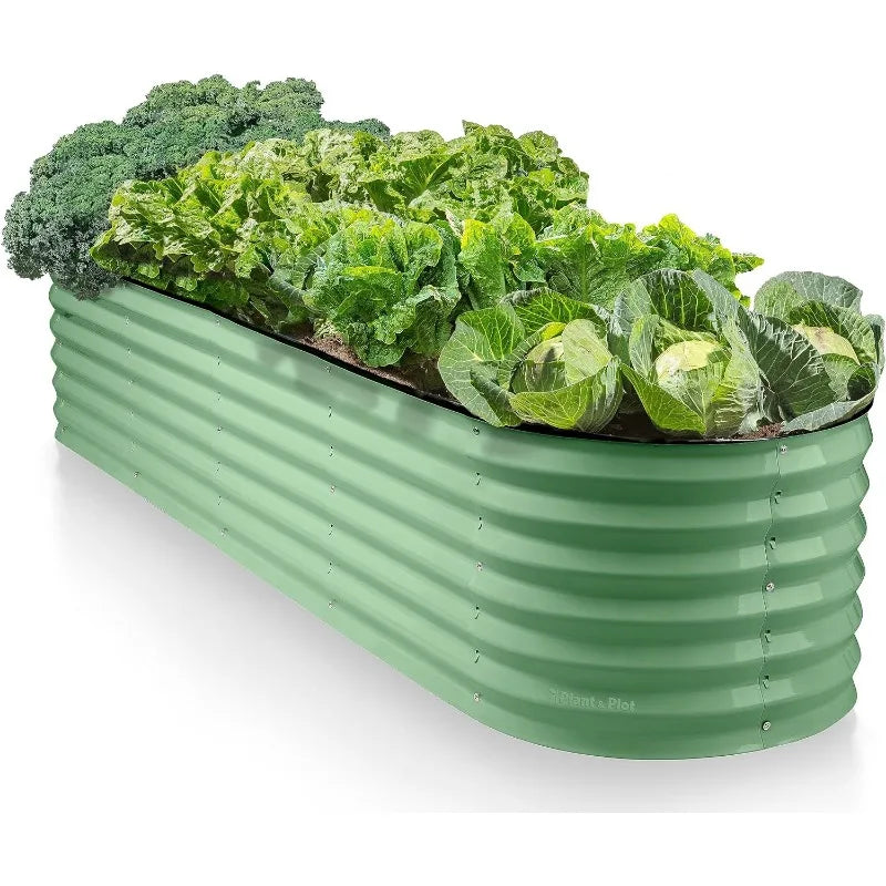 9-in-1 Galvanized Steel Raised Garden Bed // 8×2×1.5 Ft Modular Planter for Gardening,Vegetables, Flowers//18" Tall Metal Raised