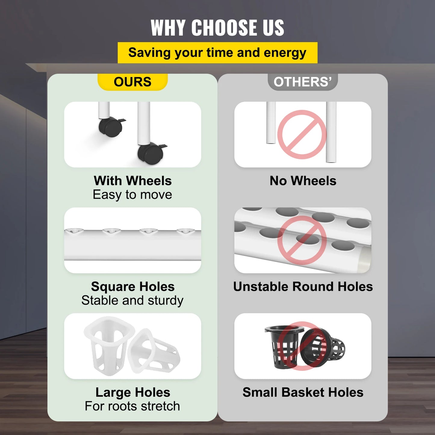 VEVOR Hydroponics Growing System Food-Grade PVC-U Pipes 4 Layers Indoor Planting Kits with Sponge for Fruits Vegetables Herb