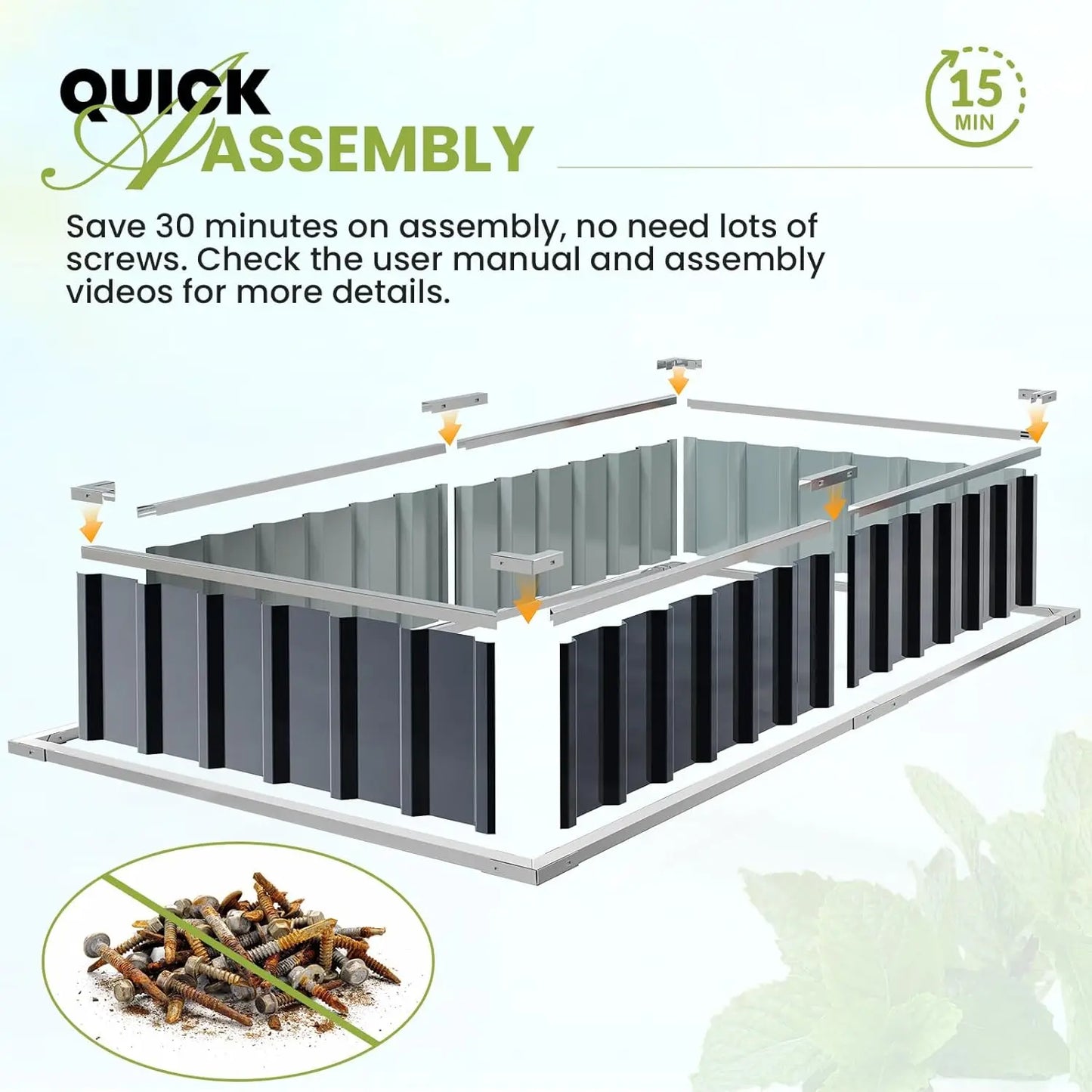 KING BIRD 68" x 36" x 34.6" Raised Garden Bed with Garden Anti-Bird Protection Netting Structure Galvanized Steel Metal Planter