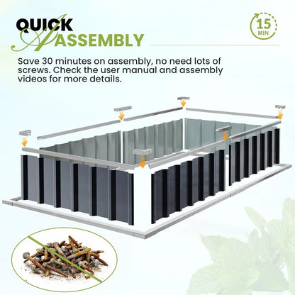 KING BIRD 68" x 36" x 34.6" Raised Garden Bed with Garden Anti-Bird Protection Netting Structure Galvanized Steel Metal Planter