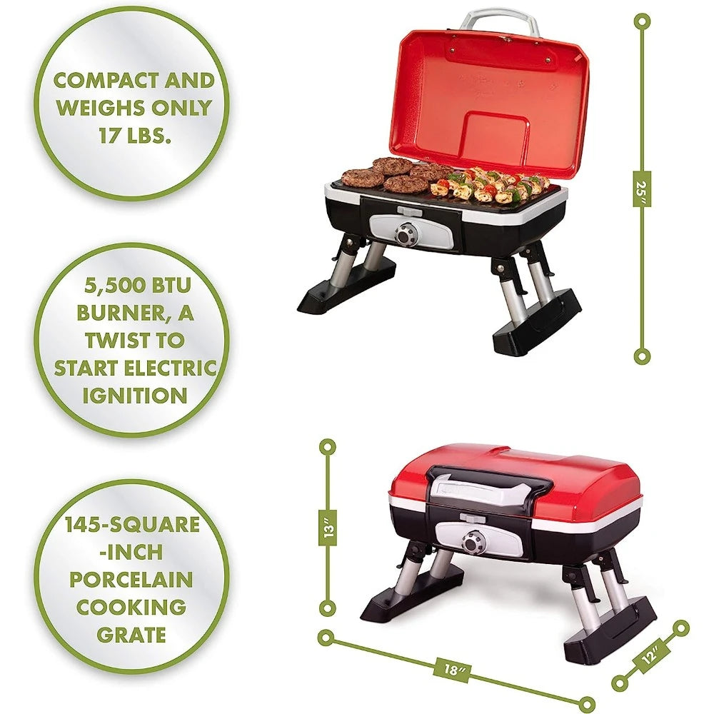 Propane Gas Grill Stand, Barbecue, Red Petit Gourmet, Portable Tabletop, Kitchen, Dining, Bar, Home, Garden, Free Shipping