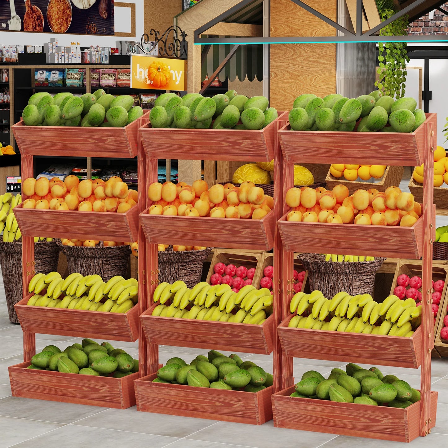 Extra Large 4Tier Raised Garden Bed Thicken Solid Wood Vertical Garden Elevated Planter Box Removable Container Box