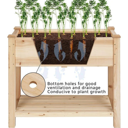 Yaheetech 34x18x30in Horticulture Raised Garden Bed Planter Box with Legs & Storage Shelf Wooden Elevated Vegetable Growing Bed