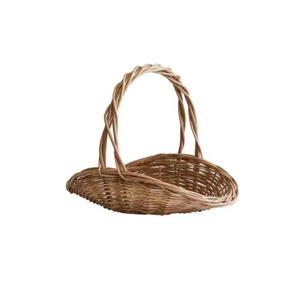 Flower Basket Straw Hand-woven Wicker Flower Portable Storage Basket Picnic Bamboo Rattan Fruit Picking Basket