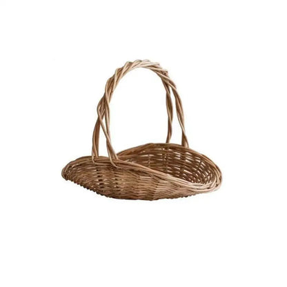 Flower Basket Straw Hand-woven Wicker Flower Portable Storage Basket Picnic Bamboo Rattan Fruit Picking Basket