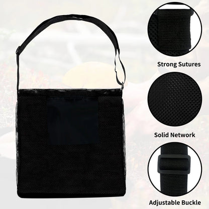 Mushroom Hunting Bag Mesh Foraging Pouch Harvesting Bag Collapsible Garden Fruit Gathering Mushroom Basket Black Foraging Bag