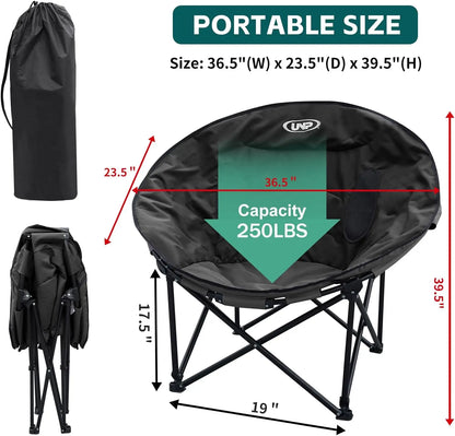 unp Camping Moon Chair, Portable Folding Sofa Chair, Easy Set Up Patio Chair Lawn Seat Camping Stool Chair for Hunting, Fishing,