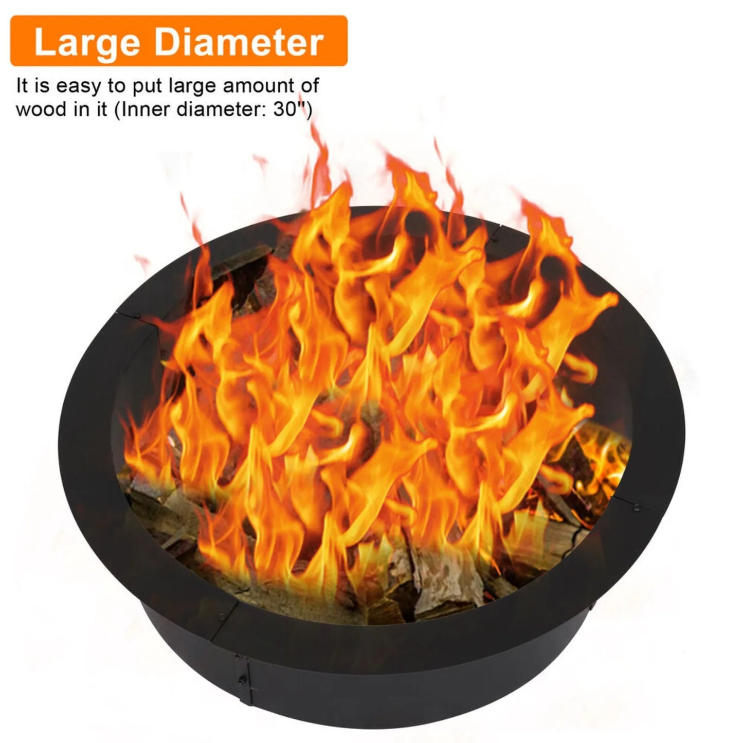 US36 inch iron circular brazier fire ring heavy-duty wood burning fire pit terrace heater-