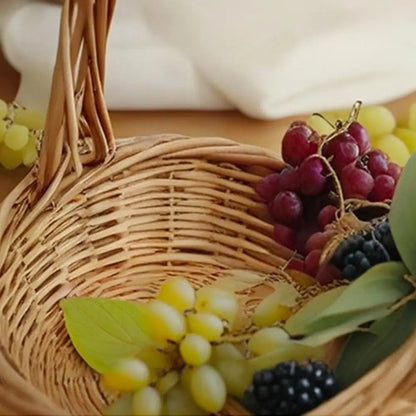 Flower Basket Straw Hand-woven Wicker Flower Portable Storage Basket Picnic Bamboo Rattan Fruit Picking Basket