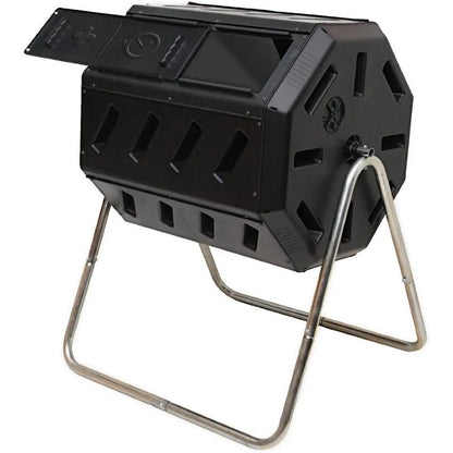 FCMP Outdoor IM4000 Dual Chamber Tumbling Composter Canadian-Made, 100% Recycled Resin - Outdoor Rotating Compost Tumbler Bin
