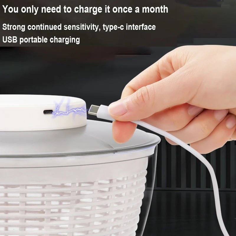 Electric Salad Spinner Vegetable Dehydrator Fruit Dryer Lettuce Drainer Dry and Wet Separation Draining Salad Kitchen Gadgets