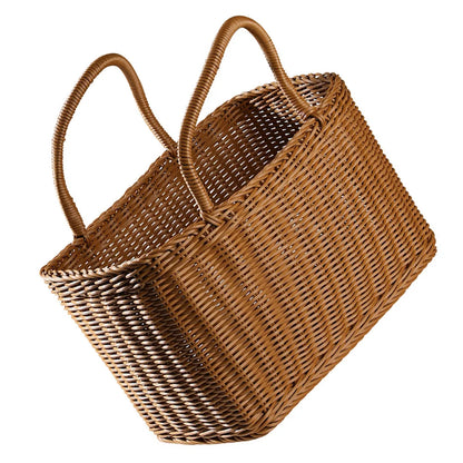 Woven Picnic Baskets Handmade Wicker Basket with Handle Flower Arrangement Basket Shopping Storage Hamper Basket