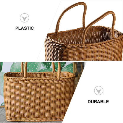 Woven Picnic Baskets Handmade Wicker Basket with Handle Flower Arrangement Basket Shopping Storage Hamper Basket