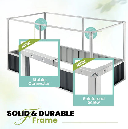 KING BIRD 68" x 36" x 34.6" Raised Garden Bed with Garden Anti-Bird Protection Netting Structure Galvanized Steel Metal Planter