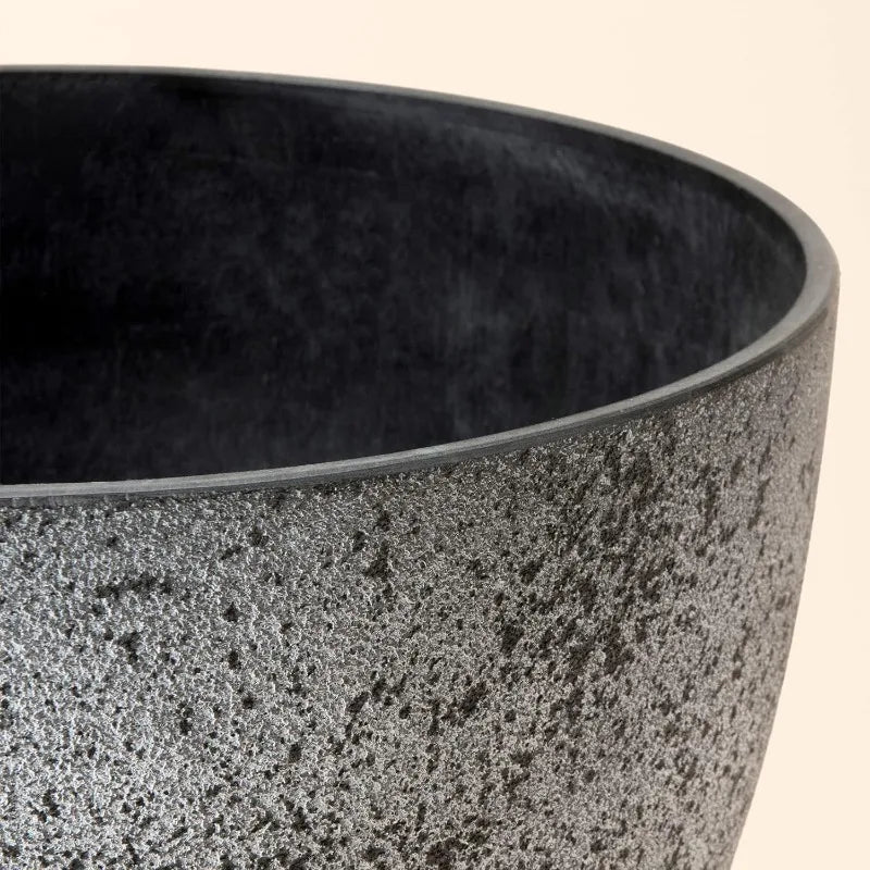 14.2/11.3/8.6 Inch Planters,Set of 3 Indoor/Outdoor Round Planters,Grey Tree Planters,Plant Container with Drain Holes