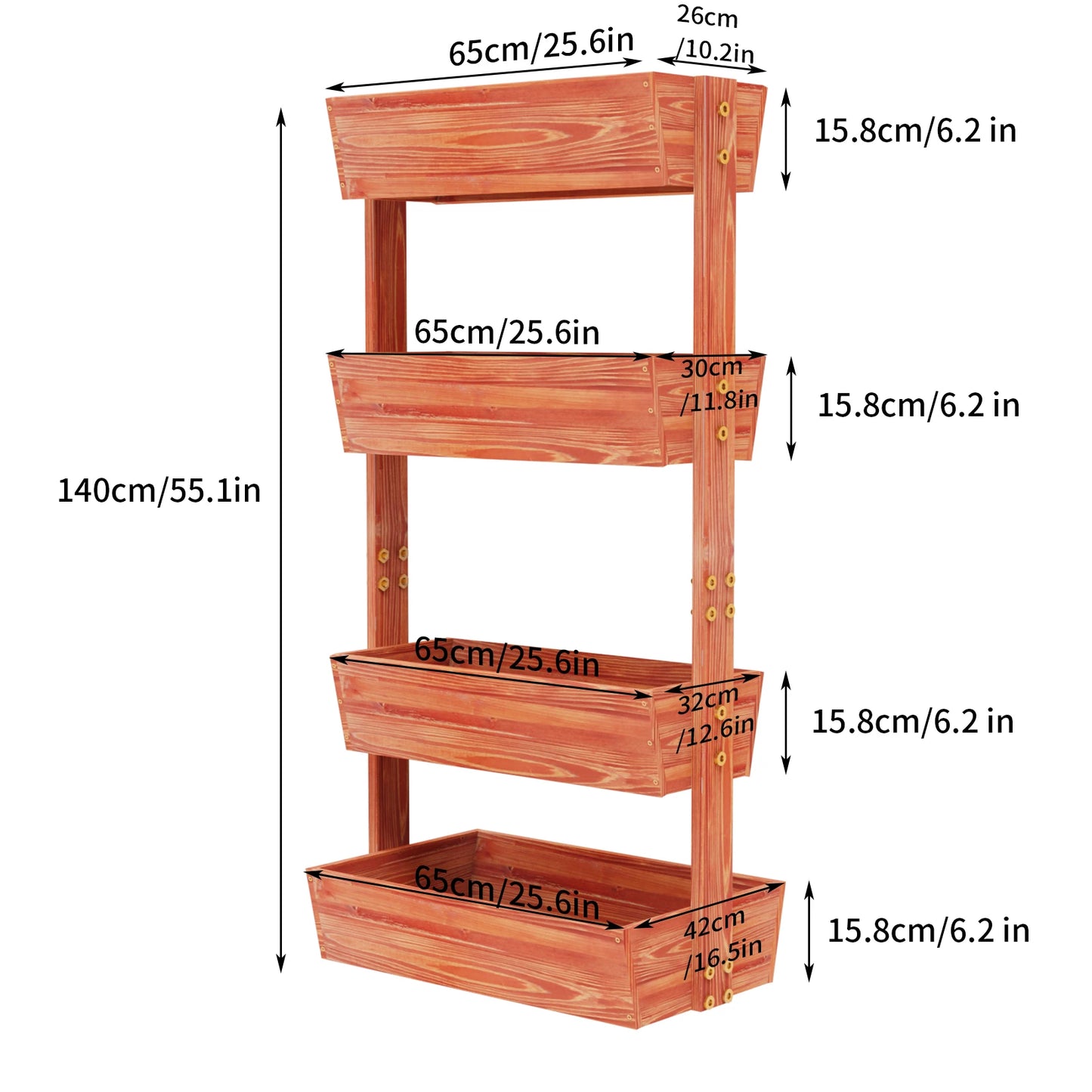 Extra Large 4Tier Raised Garden Bed Thicken Solid Wood Vertical Garden Elevated Planter Box Removable Container Box