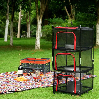 3/4 Layers Drying Folding Net Foldable Hanging Mesh Anti-insect Drying Storage Net Rack Camping Sun-dried Fish Drying Net Rack