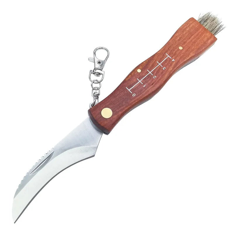 Outdoor Folding Mushroom Knife High Hardness Portable Survival Jungle Picking Tools Knives Wooden Knife Handle