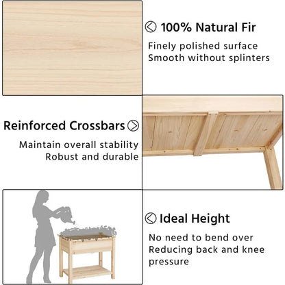 Yaheetech 34x18x30in Horticulture Raised Garden Bed Planter Box with Legs & Storage Shelf Wooden Elevated Vegetable Growing Bed